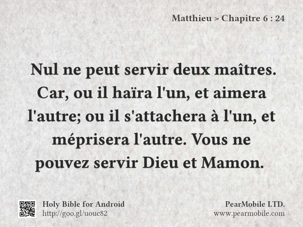 Matthieu, Chapitre 6:24